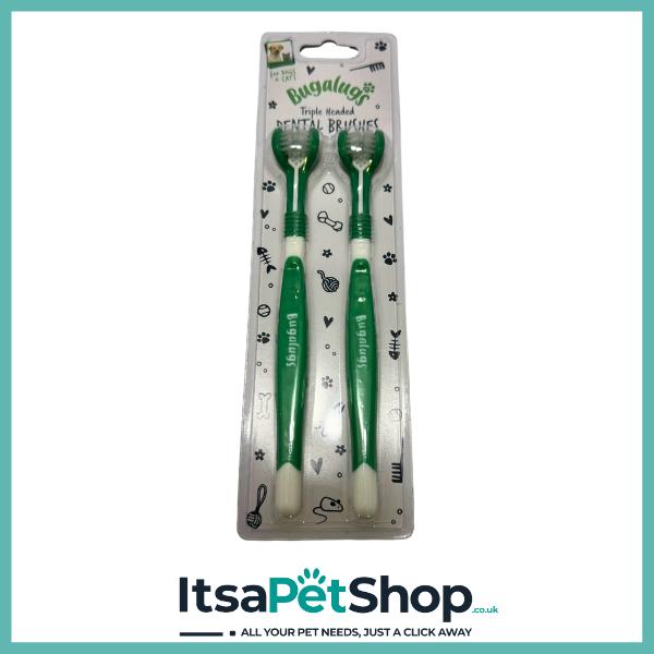 Bugalugs Triple Headed Dental Brush for Pets - Oral Care Comfort