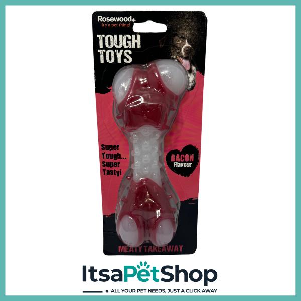 Rosewood Tough Toys Bacon Flavour Bone for Dogs