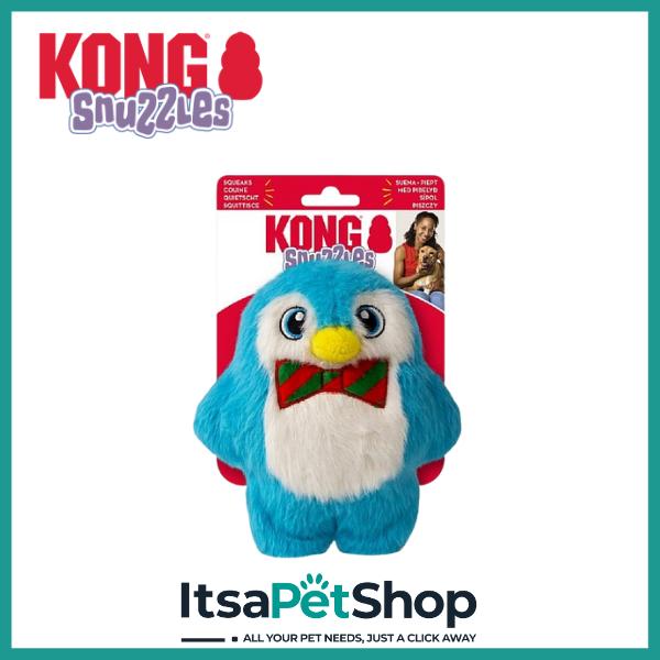 KONG Snuzzles Holiday Penguin for Dogs - Soft Plush Toy with Bow Tie for Interactive Play