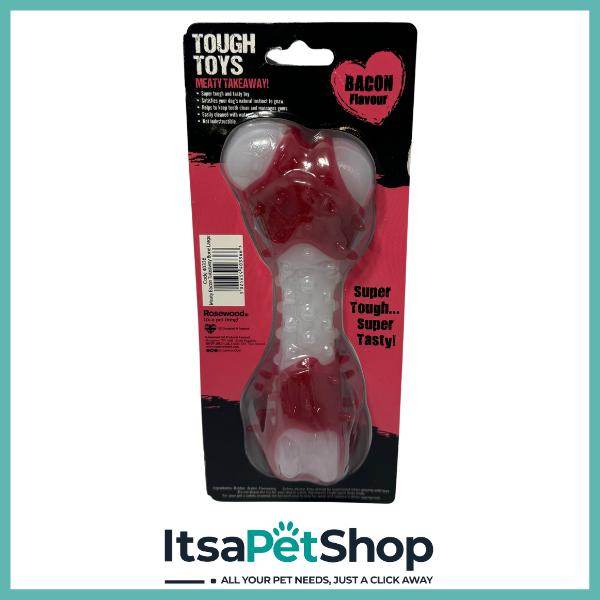 Rosewood Tough Toys Bacon Flavour Bone for Dogs