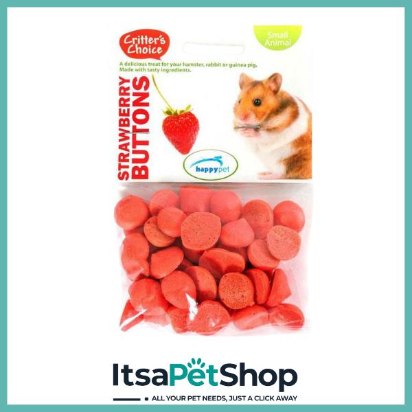 Critters Choice Buttons pet food is specially designed for small animals like hamsters, rabbits, and guinea pigs.
