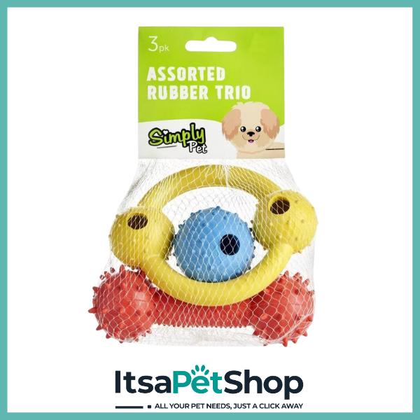 Simply Pet Assorted Rubber Trio Dog Toys