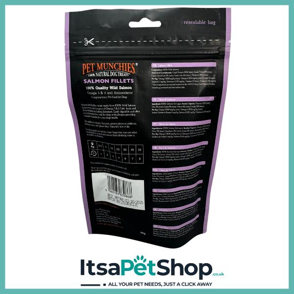 100% Natural Salmon Fillets Dog Treats by Pet Munchies