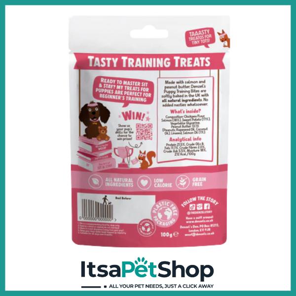 Denzel's Puppy Training Bites Salmon & Peanut Butter for Dogs - Perfect for Training & Exercise