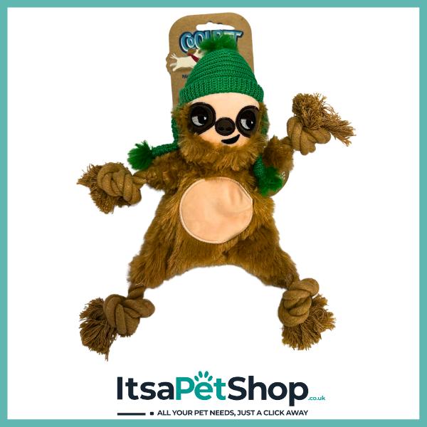 Sloth Dog Toy Rope Tug with Squeaker and Crinkle Features