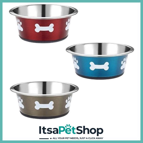 Classic Posh Paws Stainless Steel Dog Bowl for Pet Feeding