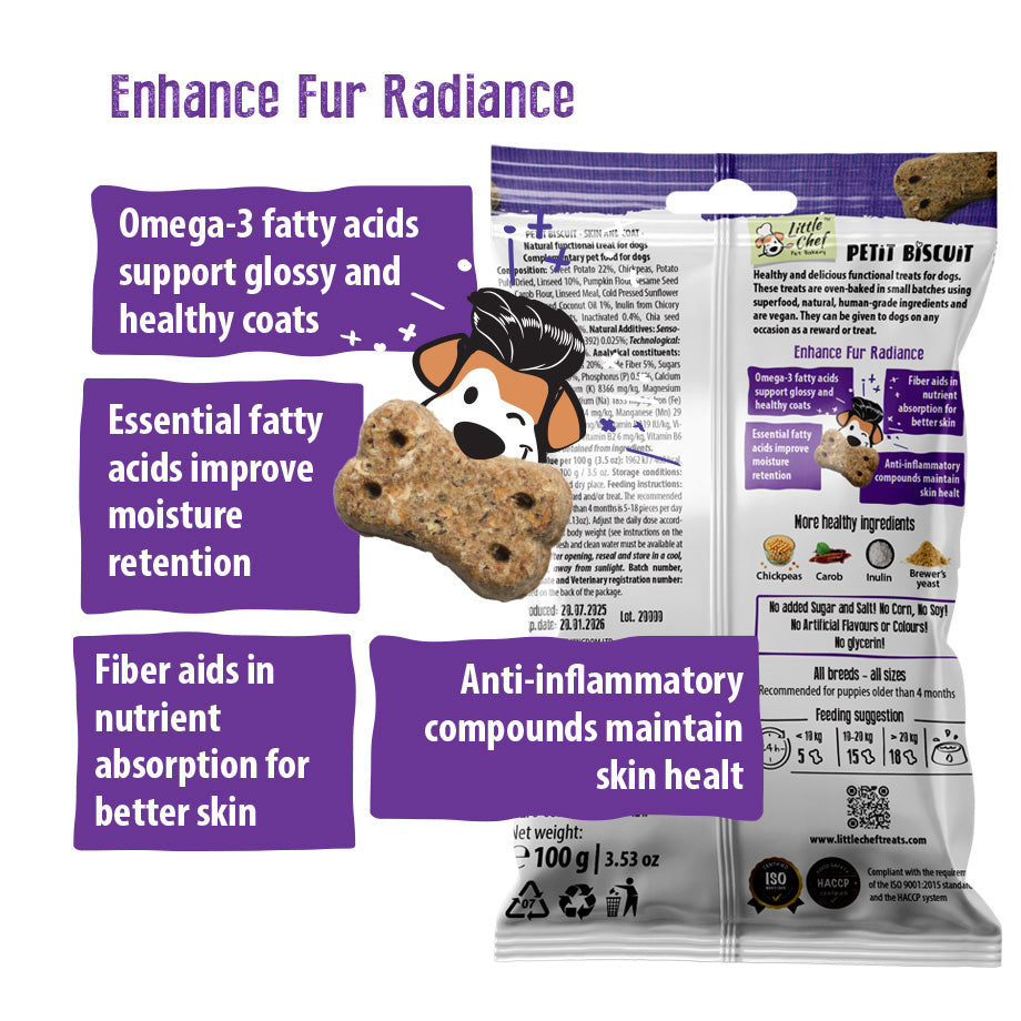 Vegan Natural Functional treat for dogs – Grain Free SKIN & COAT