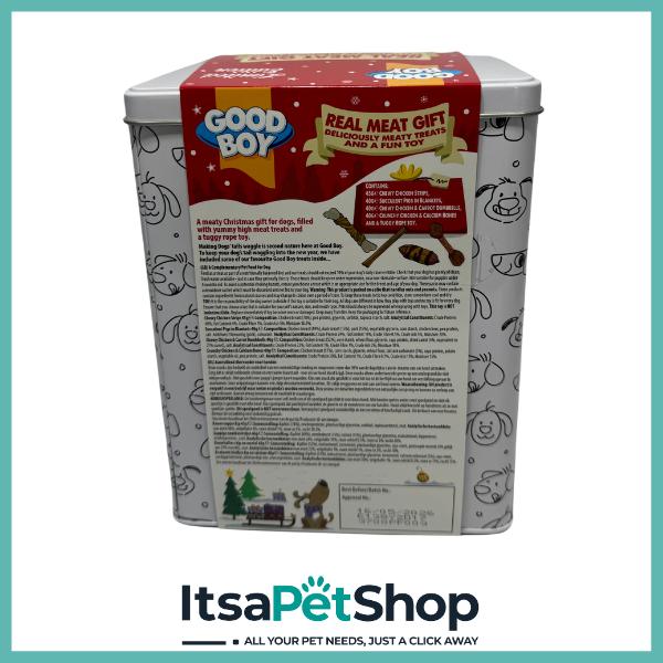 GoodBoy Real Meat Treats Gift Box for Dogs with Tuggy Rope Toy