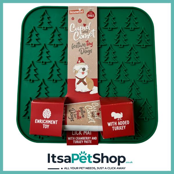 Cupid and Comet Lick Mat with Cranberry and Turkey Paste for Dogs - Perfect for Your Canine Companion