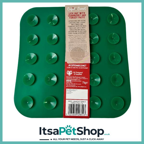 Cupid and Comet Lick Mat with Cranberry and Turkey Paste for Dogs - Perfect for Your Canine Companion