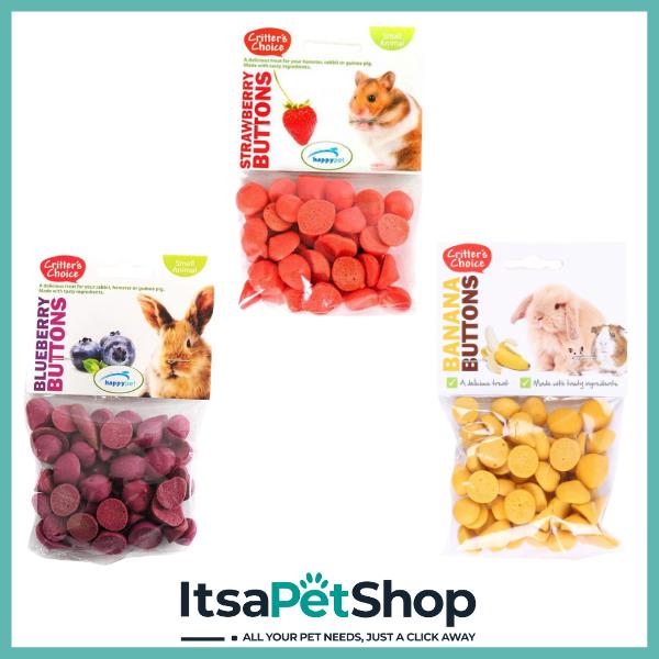 Critters Choice Buttons pet food is specially designed for small animals like hamsters, rabbits, and guinea pigs.
