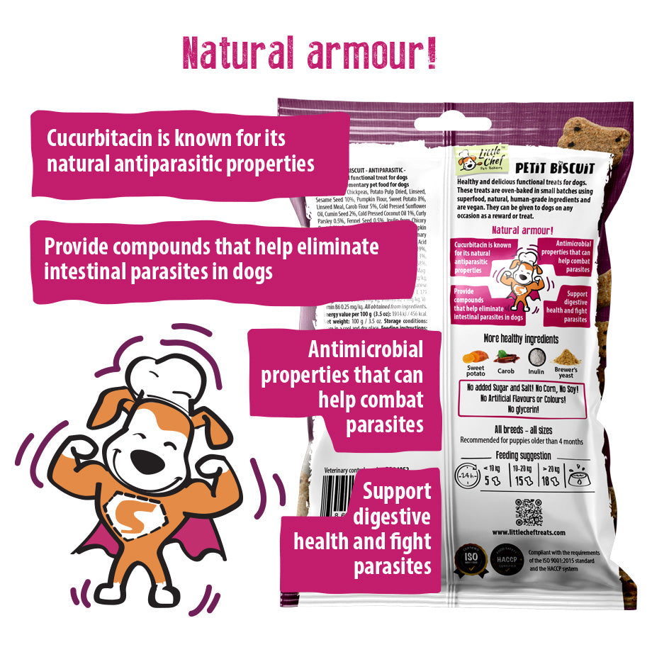 Vegan Natural Functional treat for dogs – Grain Free ANTIPARASITIC
