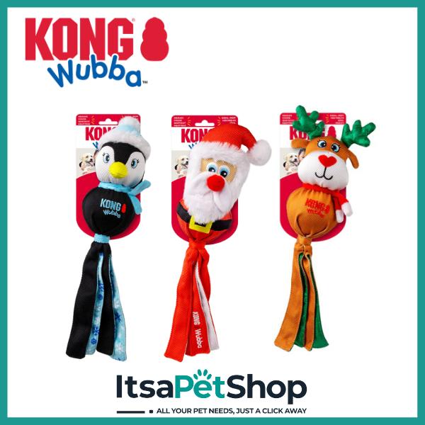KONG Wubba Holiday Reindeer,Santa,Penguin for Dogs