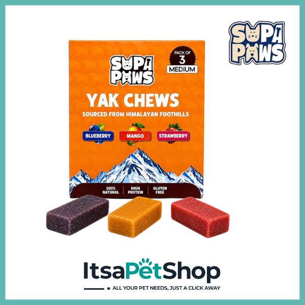 Supa Paws - Yak Chews - Various Flavours- Medium (Pack of 3)