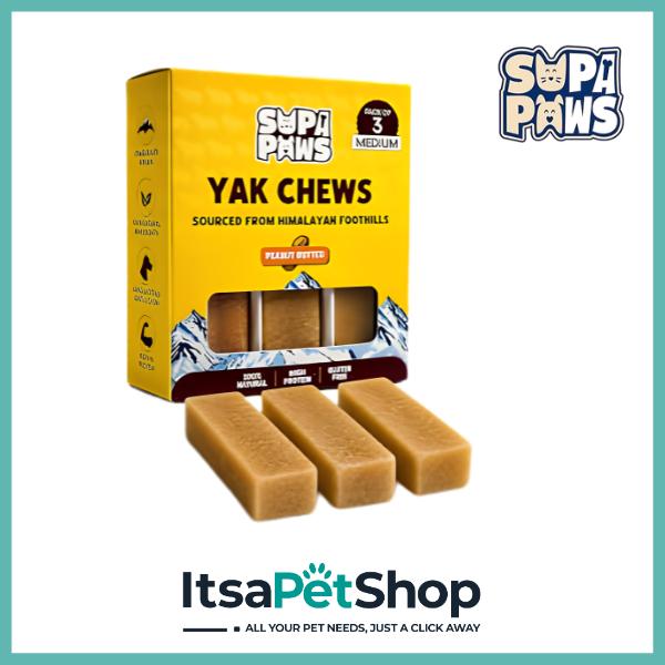 Supa Paws - Yak Chews - Various Flavours- Medium (Pack of 3)
