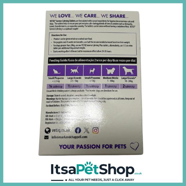 VETIQ Serene Calming Tablets For Dogs & Cats