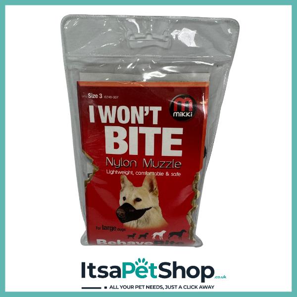 BehaveRite I Won’t Bite Nylon Muzzle for Dogs - Lightweight, Comfortable, and Safe (Various Sizes) - Black