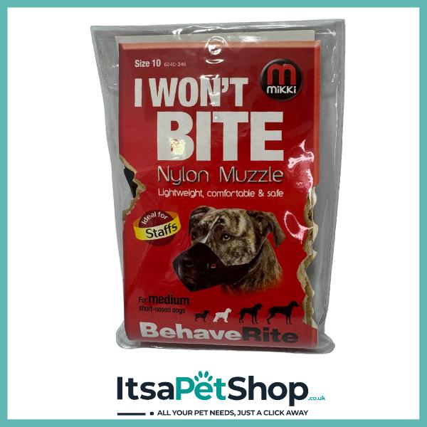 BehaveRite I Won’t Bite Nylon Muzzle for Dogs - Lightweight, Comfortable, and Safe (Various Sizes) - Black