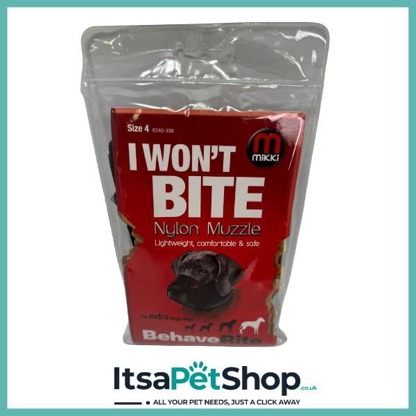 BehaveRite I Won’t Bite Nylon Muzzle for Dogs - Lightweight, Comfortable, and Safe (Various Sizes) - Black